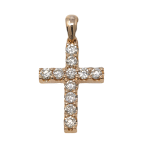 Natural Diamond 14kt Rose Gold Cross Pendant