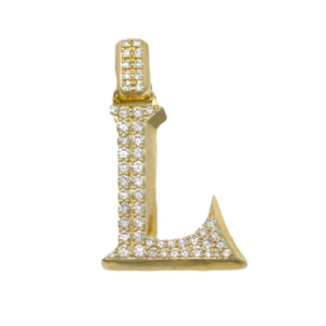 Natural Diamond 10kt Yellow Gold Letter "L" Pendant