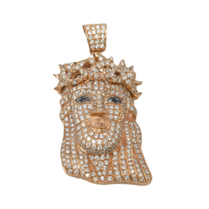 Natural VS Diamond 10kt Rose Gold Jesus Head Pendant