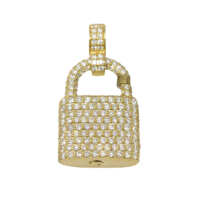 Natural Diamond 10kt Yellow Gold Lock Pendant