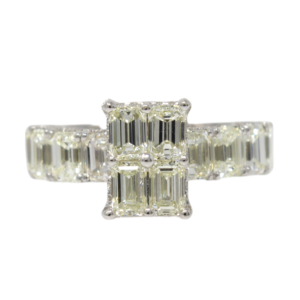 Natural Diamond 14kt White Gold Emerald-Cut Ladies Ring