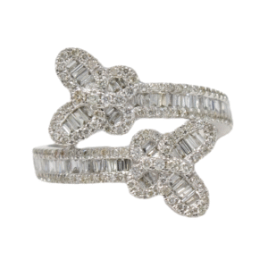 Natural Diamond 14kt White Gold Ladies Butterfly Ring