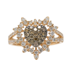 Natural Diamond 14kt Rose Gold Ladies Heart Ring