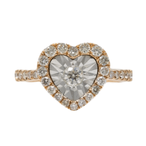 Natural VS Diamond 14kt Rose Gold Ladies Heart Ring