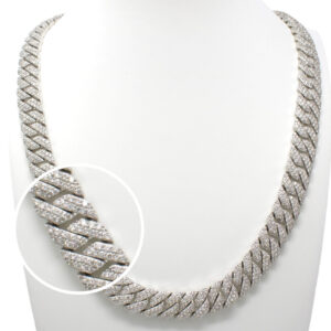 Natural VS Diamond 10kt White Gold Cuban Link Necklace