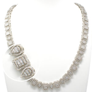 Natural Diamond 14kt White Gold Baguette Necklace