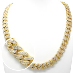 Natural VS Diamond 10kt Yellow Gold Cuban Link Necklace