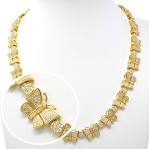 Natural Diamond 14kt Yellow Gold Butterfly Necklace