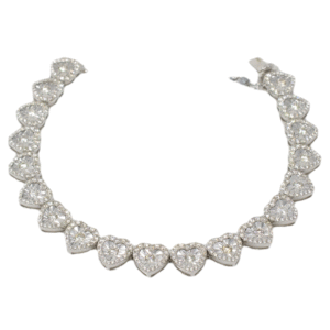 Natural VS Diamond 14kt White Gold Heart Bracelet 9.5mm