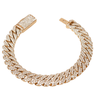 Natural VS Diamond 14kt Rose Gold Cuban Link Bracelet 11mm