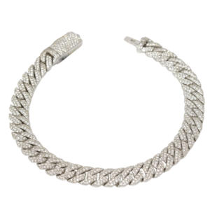 Natural VS Diamond 10kt White Gold Cuban Link Bracelet 8mm
