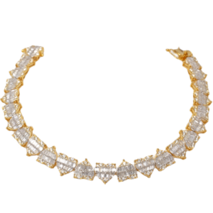 Natural Diamond 14kt Yellow Gold Heart Bracelet w/ Baguettes