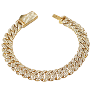 Natural VS Diamond 10kt Yellow Gold Cuban Link Bracelet 11mm