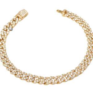Natural VS Diamond 14kt Yellow Gold Cuban Link Bracelet 6mm