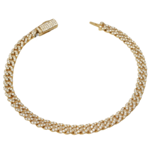 Natural VS Diamond 10kt Yellow Gold Cuban Link Bracelet 5.5mm