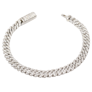 Natural VS Diamond 10kt White Gold Cuban Link Bracelet 7mm