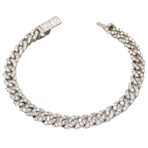 Natural VS Diamond 10kt White Gold Cuban Link Bracelet 8mm
