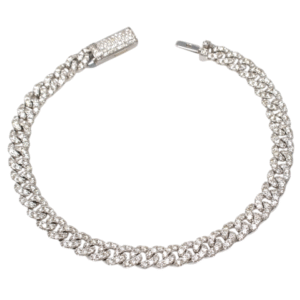 Natural VS Diamond 14kt White Gold Cuban Link Bracelet 6mm