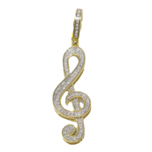 Natural Diamond 10kt Yellow Gold Music Note Pendant