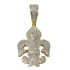 Natural Diamond 10kt Yellow Gold Fleur De Lis Pendant