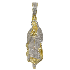 Natural Diamond 10kt Yellow Gold Virgin Mary Pendant