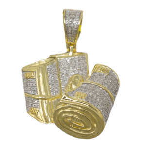 Natural Diamond 10kt Yellow Gold Money Pendant